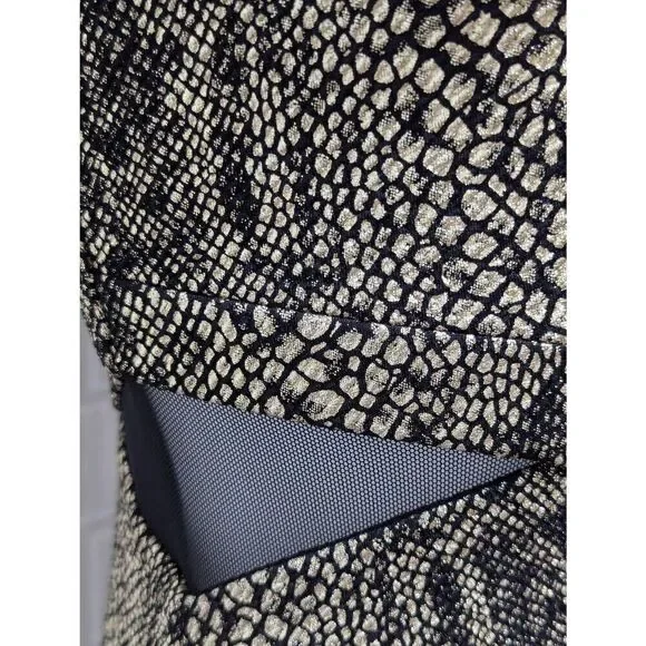 Bebe Women's Gold & Black Snake Print Sleeveless Black Mesh Sides Net Dress Size - Picture 6 of 11